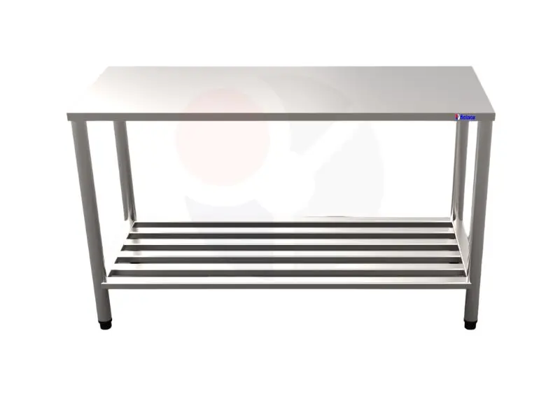 Mesa Bancada Inox Industrial Com Paneleira Gradeada- Oficinox 1 Mesa Bancada Inox Industrial Com Paneleira Gradeada- Oficinox