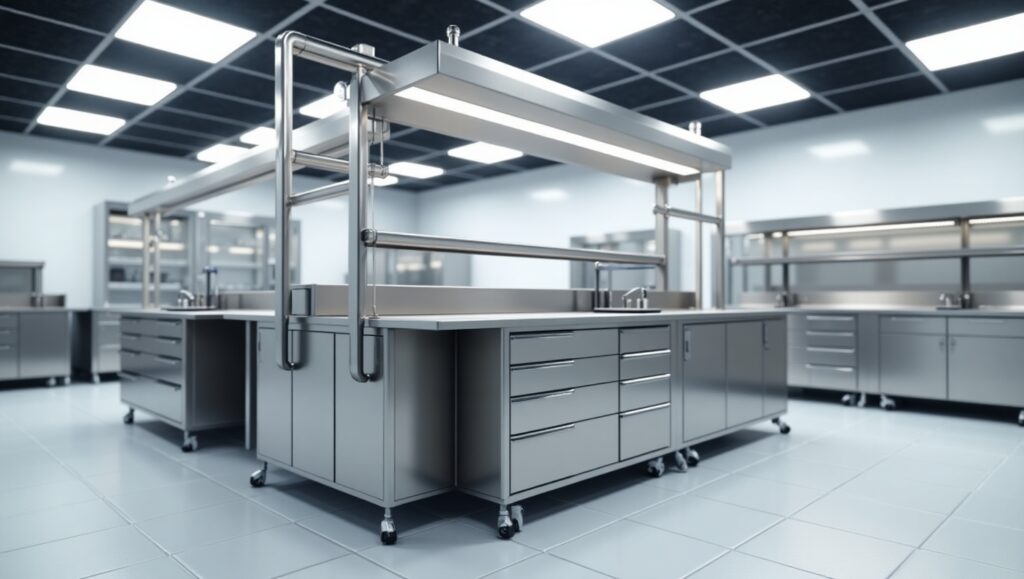 10 Vantagens Técnicas das Bancadas em Aço Inox para Indústrias e Laboratórios 1 mesa inox