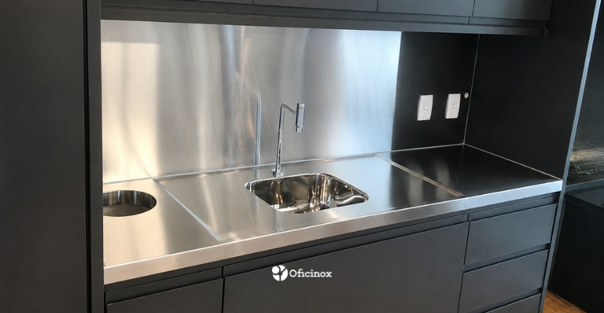 Bancadas de aço inox em projetos de alto padrão: sofisticação aliada à funcionalidade 1 Bancada em aço inox alto padrão